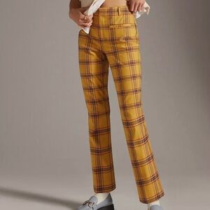 MAEVE by Anthropologie The Essential Slim Kick Flare Plaid Pants Size 4